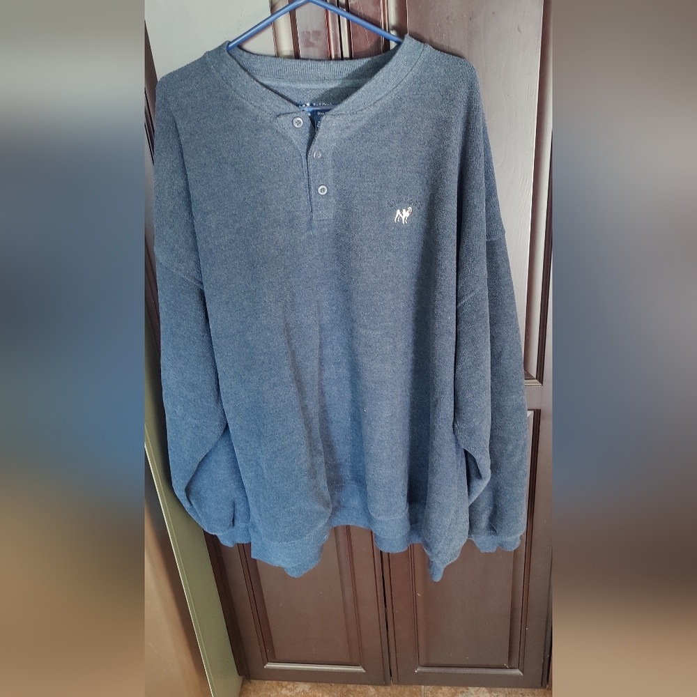 New Big Dog Big Man 3XL Heavywt Sweatshirt Vintage 3 button Crew Neck Navy Blue
